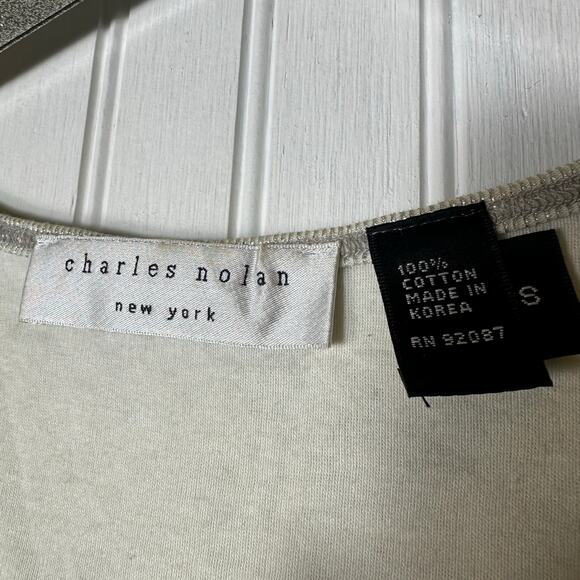 Charles Nolan New York Metallic Silver Lettuce Hem Tank Top - Picture 4 of 7